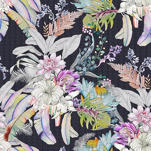 Papel tapiz floral para despegar y pegar, estilo bohemio, papel tapiz vintage extraíble tropical para dormitorio, papel tapiz tropical extraíble,