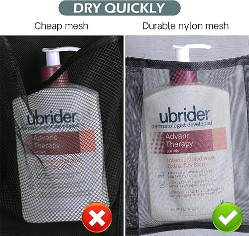 Miniatura 3 de MISSLO Organizador de ducha de malla colgante para crucero, caravana, cámper, baño, diferentes bolsillos, organizador de ducha de malla para viaje