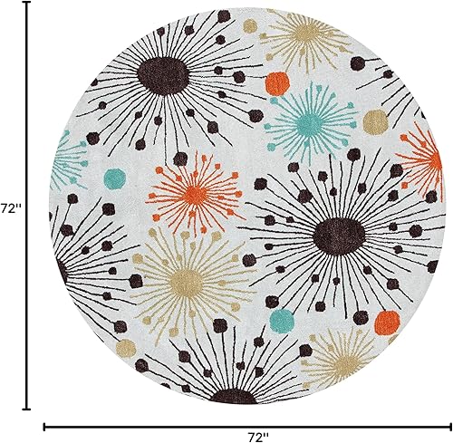 Miniatura 3 de SAFAVIEH Soho Collection SOH747C - Alfombra redonda de lana y viscosa de 6 pies, hecha a mano, color azul claro y multicolor