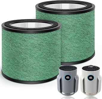 HP072 Replacement Filters for Shark NeverChange Air Purifier Compact Pro HP071BRN Filters for Shark HP072PK, HP072PL, HP072GN, 3-in-1 True H13 HEPA Filter, Part# HE07FKBASE, Green, 2-Pack