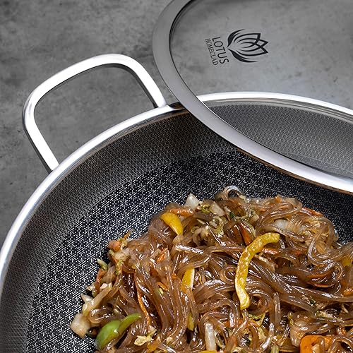 Miniatura 6 de Sartén híbrida para wok, antiadherente, sin PFOA, wok de inducción de 12 pulgadas con tapa, sartén de cocina apta para lavavajillas para todas las