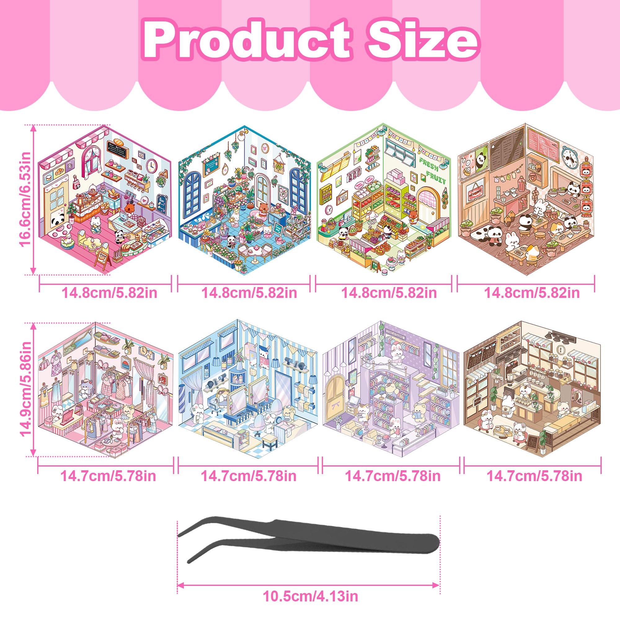 Adult Stress Relief Stickers 8 Set 3D House Stickers - DIY Scene ...
