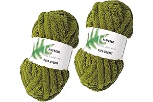 2-Pack Super Chenille Yarn Kit Big Size for DIY Chunky Blanket by Park (Olive Green)