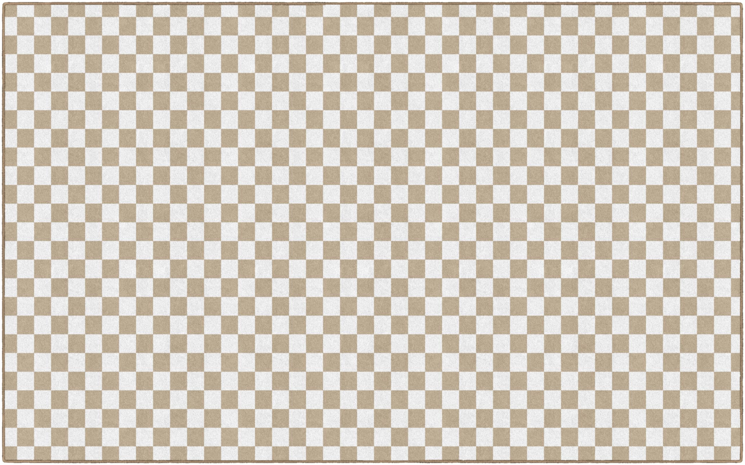 Flagship Carpets Schoolgirl Style Brown and White Checkerboard Educational Area Rug for Kids Room Seating Décor, Children's Classroom, Play Carpet for Teaching and Playroom, 7'6