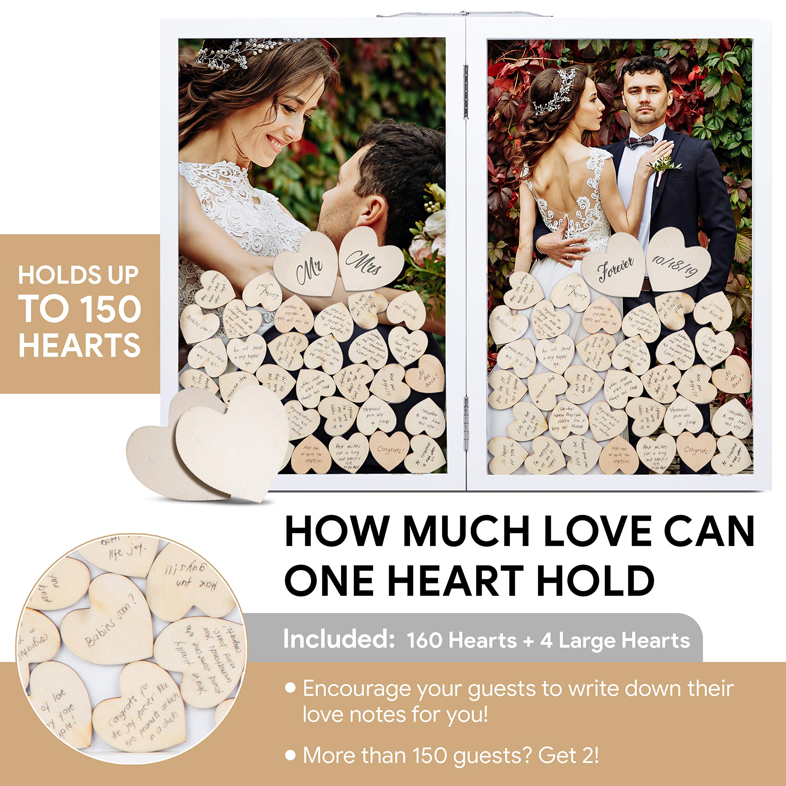 GLM Wedding Guest Book Alternative, Drop Top Wooden Frame with 160