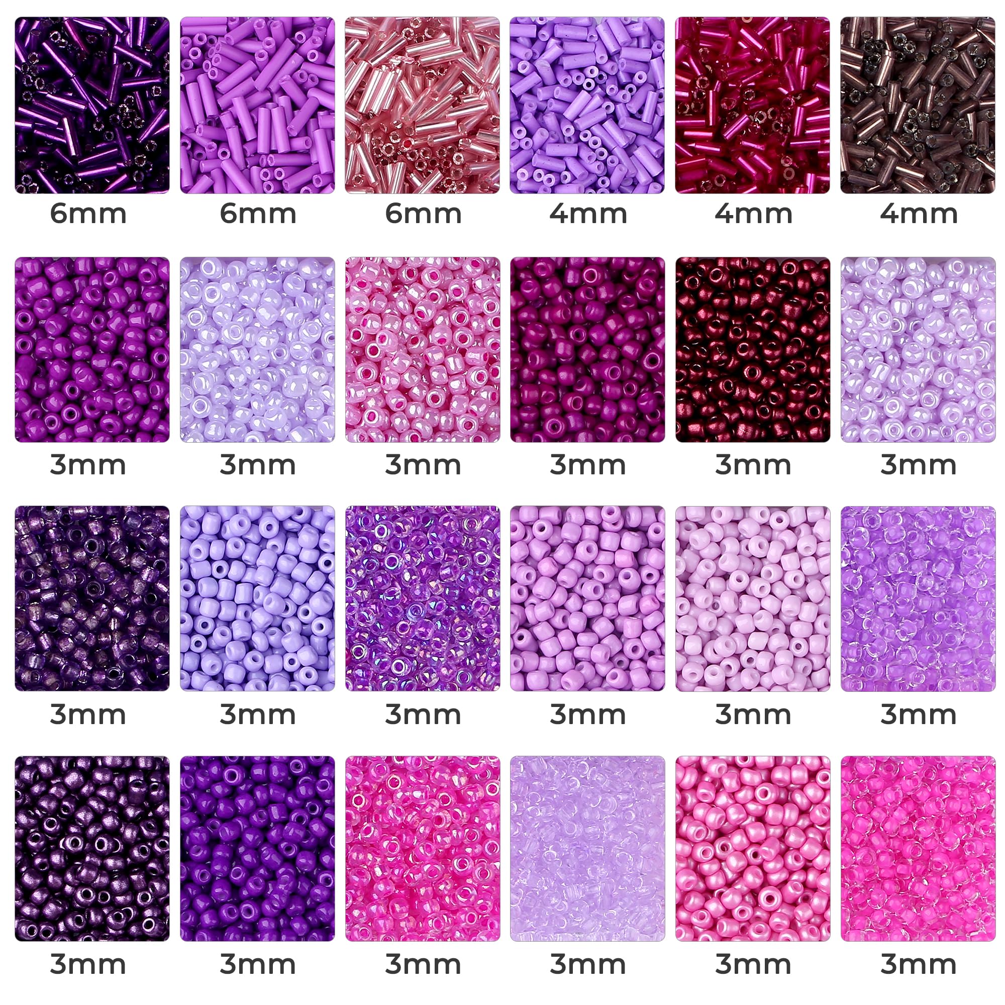 Purple Glass Seed & Bugle Beads - 7500pcs Kit -4