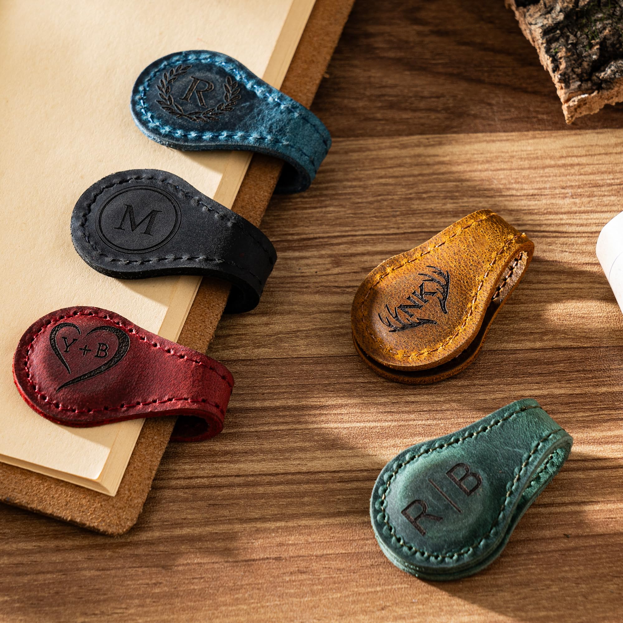 Marcapáginas magnético de cuero personalizado, marcapáginas de cuero personalizado con nombre, marcapáginas grabado hecho a mano, regalos de lector para ella y él