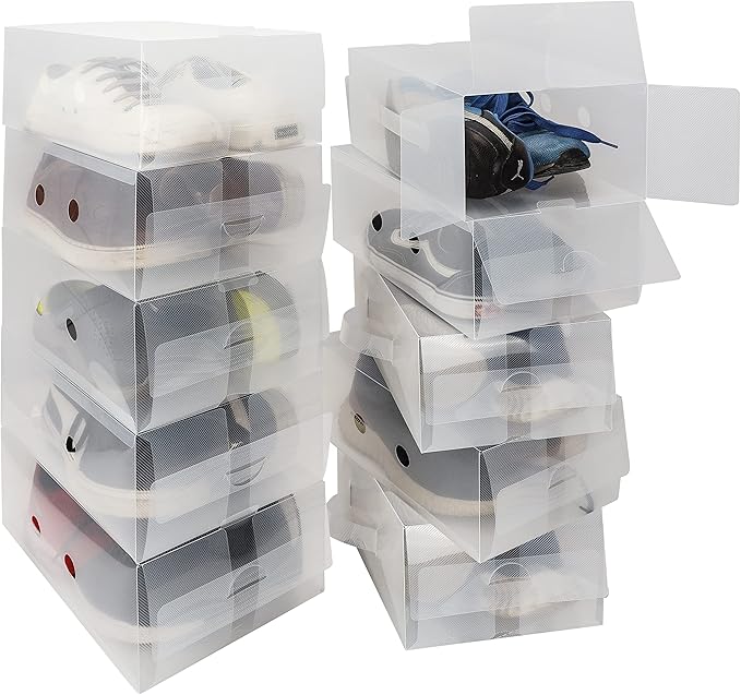 Kurtzy 10 Pack of Clear Plastic Shoe Storage Boxes 31.7x20x12.8cm