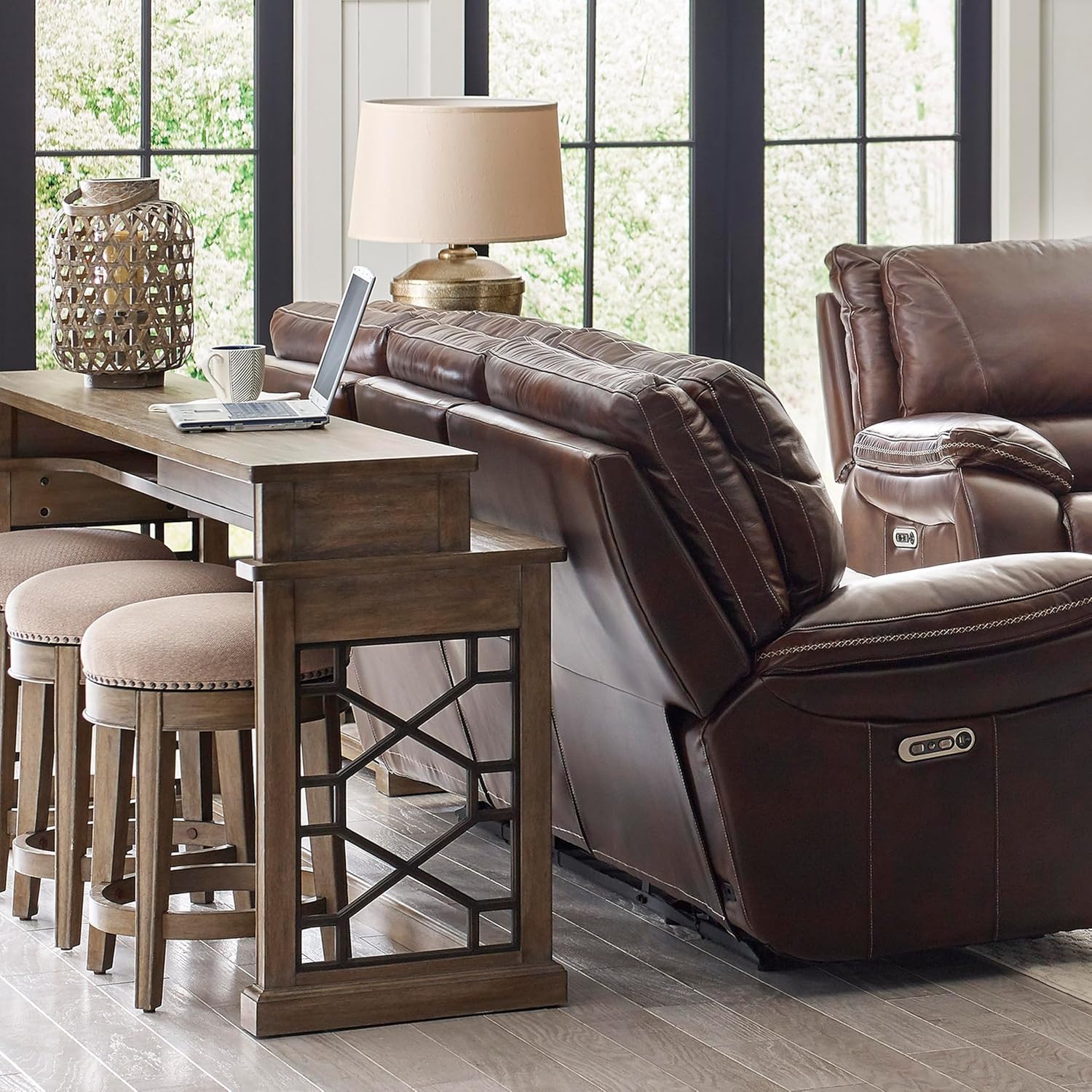 Parker House Sundance 20" Round Wood Swivel Bar Stool in Sandstone Brown