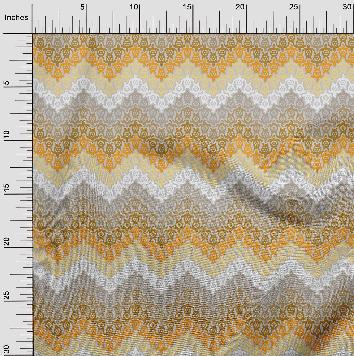 oneOone Polyester Spandex Dark Mustard Fabric Turtle Block Sewing Fabric by The Yard Printed DIY Clothing Sewing Supplies 56 Inch Wide