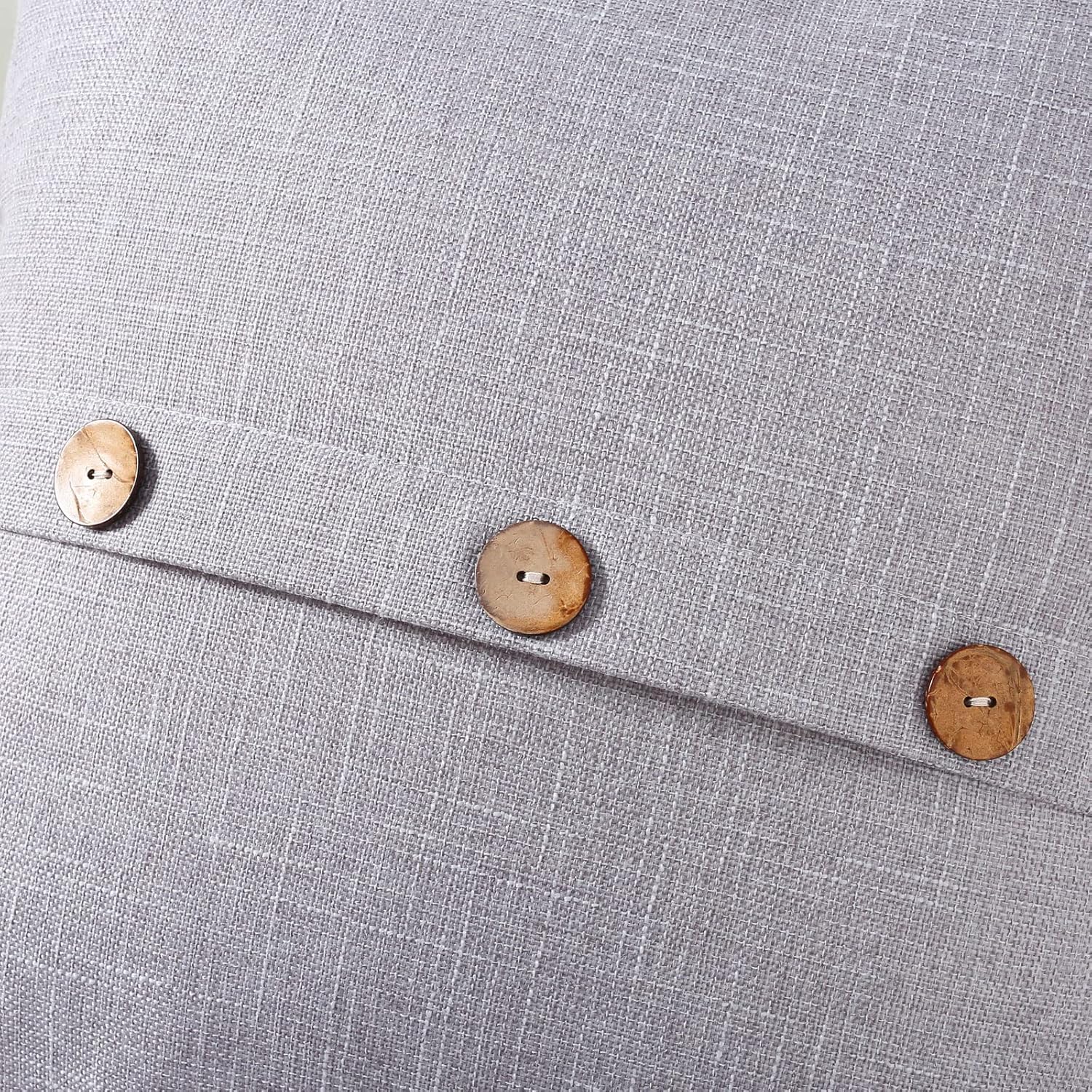 FUTEI Light Grey Linen Decorative Throw Pillow Covers 22x22 Inch Set of 2, Square Cushion Case with Vintage Button/Zipper,Modern Farmhouse Home Decor for Couch,Bed