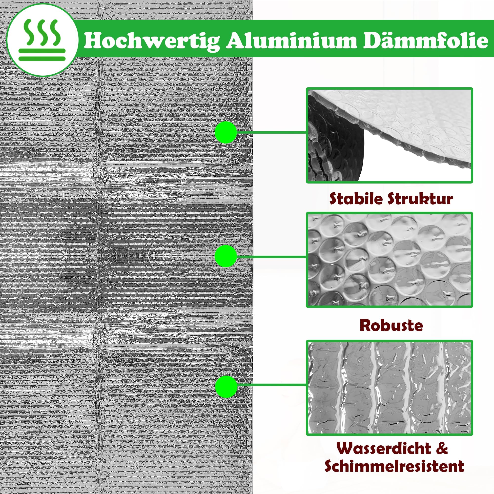 Pellicola Isolante Termica Doppio Strato In Alluminio - Rotolo 1x10m Per Isolamento Tetto, Pareti E Finestre