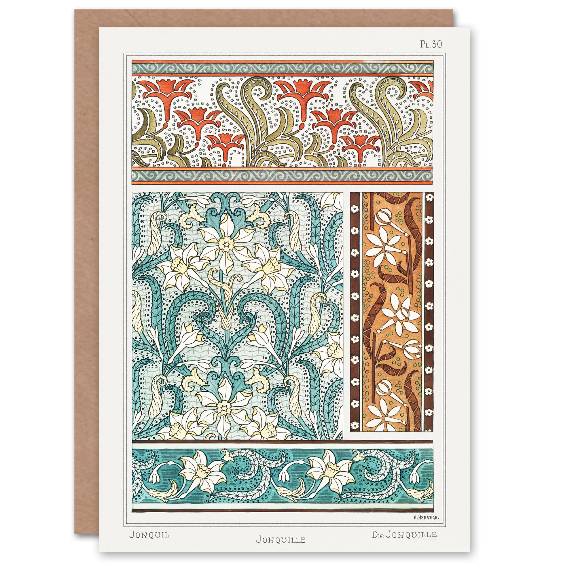 Artery8 Maurice Pillard Verneuil Art Card Daffodil Floral Patterns