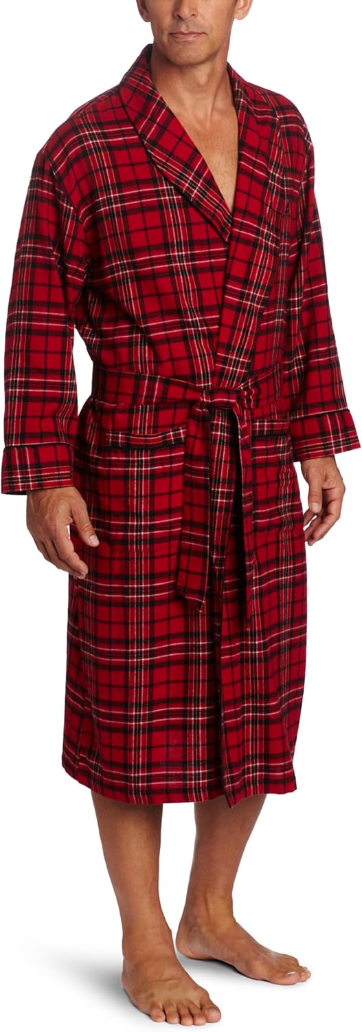Nautica Men's Cottagetown Plaid Robe, Nautica Red, Large/X-Large at ...