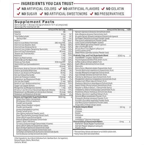 Miniatura 5 de Force Factor Smarter Greens Superfoods + polvo de digestión, paquete de 2, polvo verde con 2 mil millones de probióticos, enzimas digestivas y