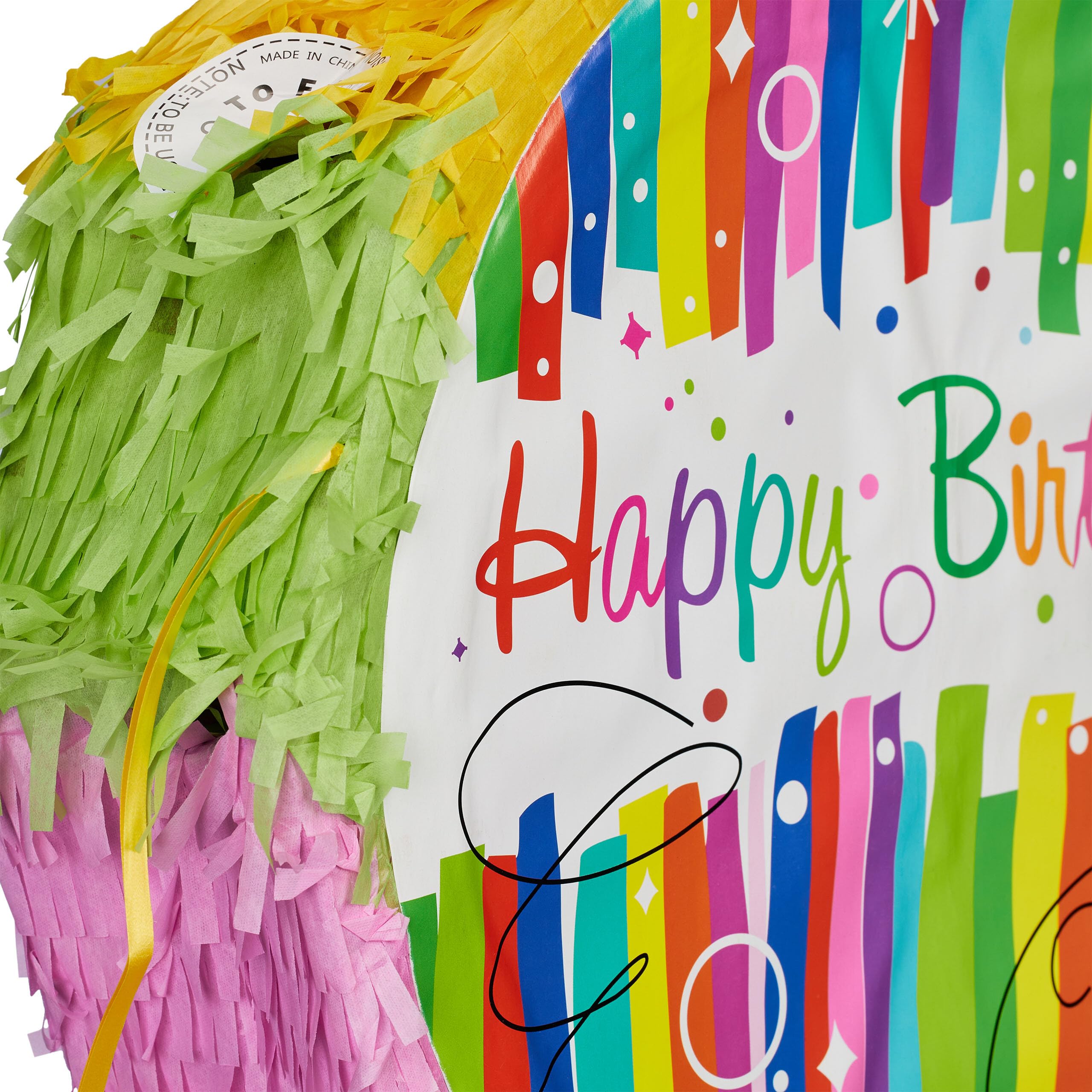 Relaxdays Pignatta con Scritta 'Happy Birthday, Piñata da Appendere, Compleanni, da Riempire, DxP: 32x9 cm, Multicolore