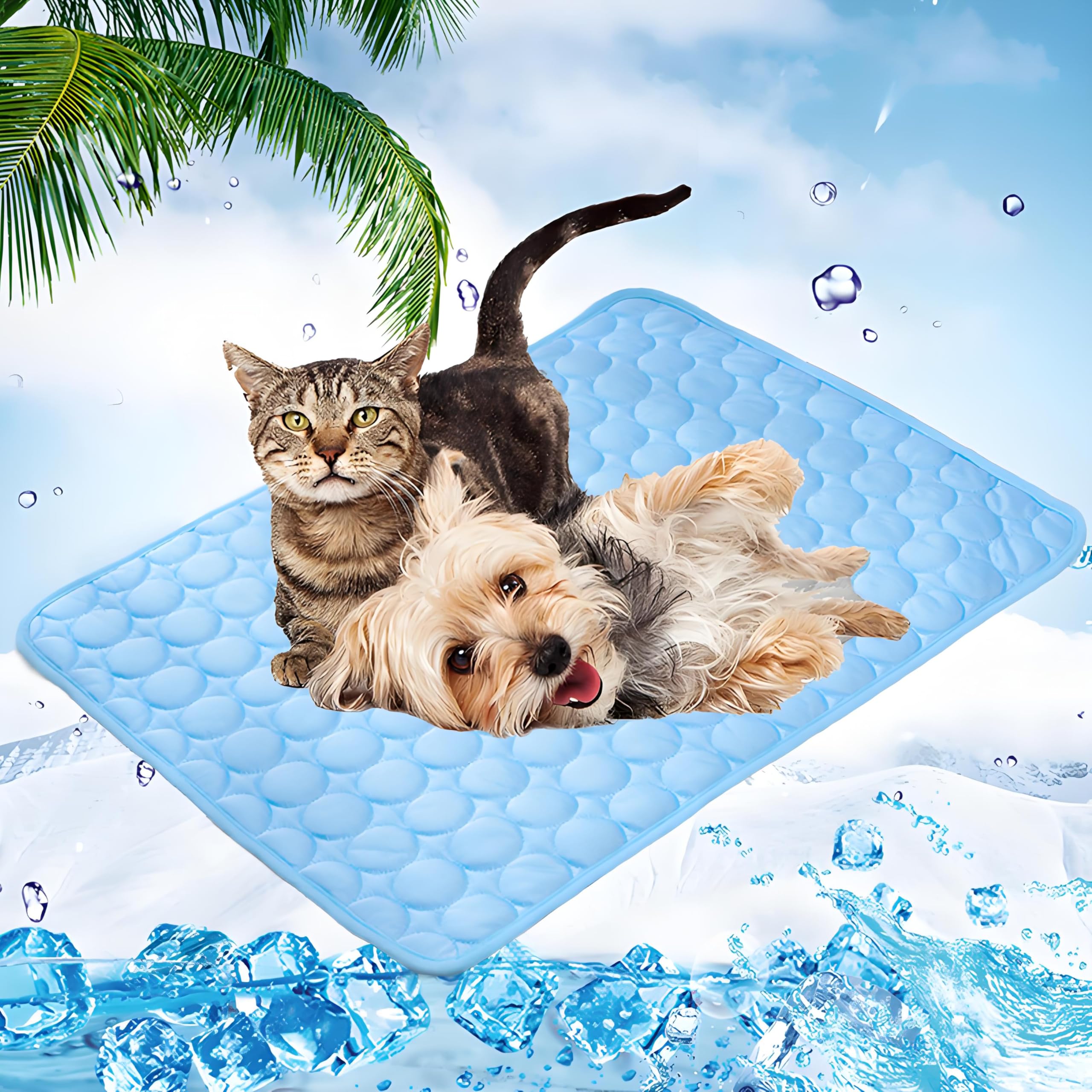 AOOGON Cooling Mat for Dogs Cats Self-Cooling Dog Mat, Pet Washable Cooling Blanket for Mat Indoor, Outdoor and Car (Blue)