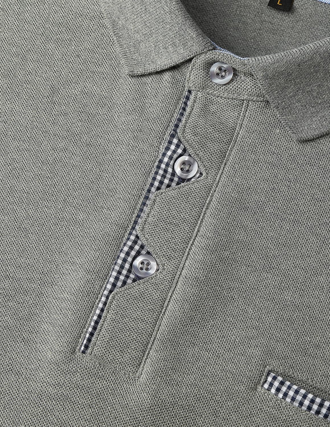 KUNJLELP 100% Cotone Polo da Uomo Manica Lunga Ricamo di Giraffa Maglietta Uniformi Polo da Lavoro per l'autunno e l'inverno