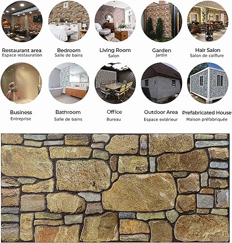 Miniatura 3 de Dundee Deco Paneles de pared 3D  Revestimiento dorado de piedra malva, revestimiento de espuma de poliestireno para aplicaciones interiores y