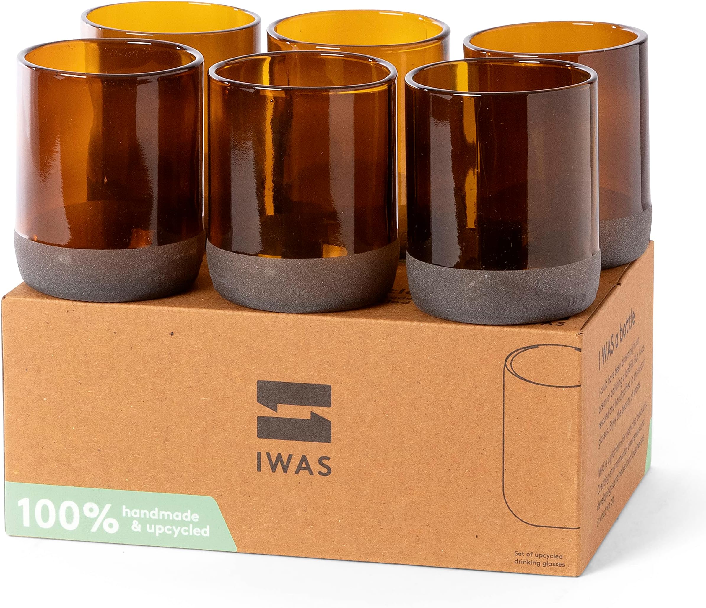 Amazon.com | IWAS Upcycled Auburn Drinking Glasses | 250 ML | 8.45 OZ ...