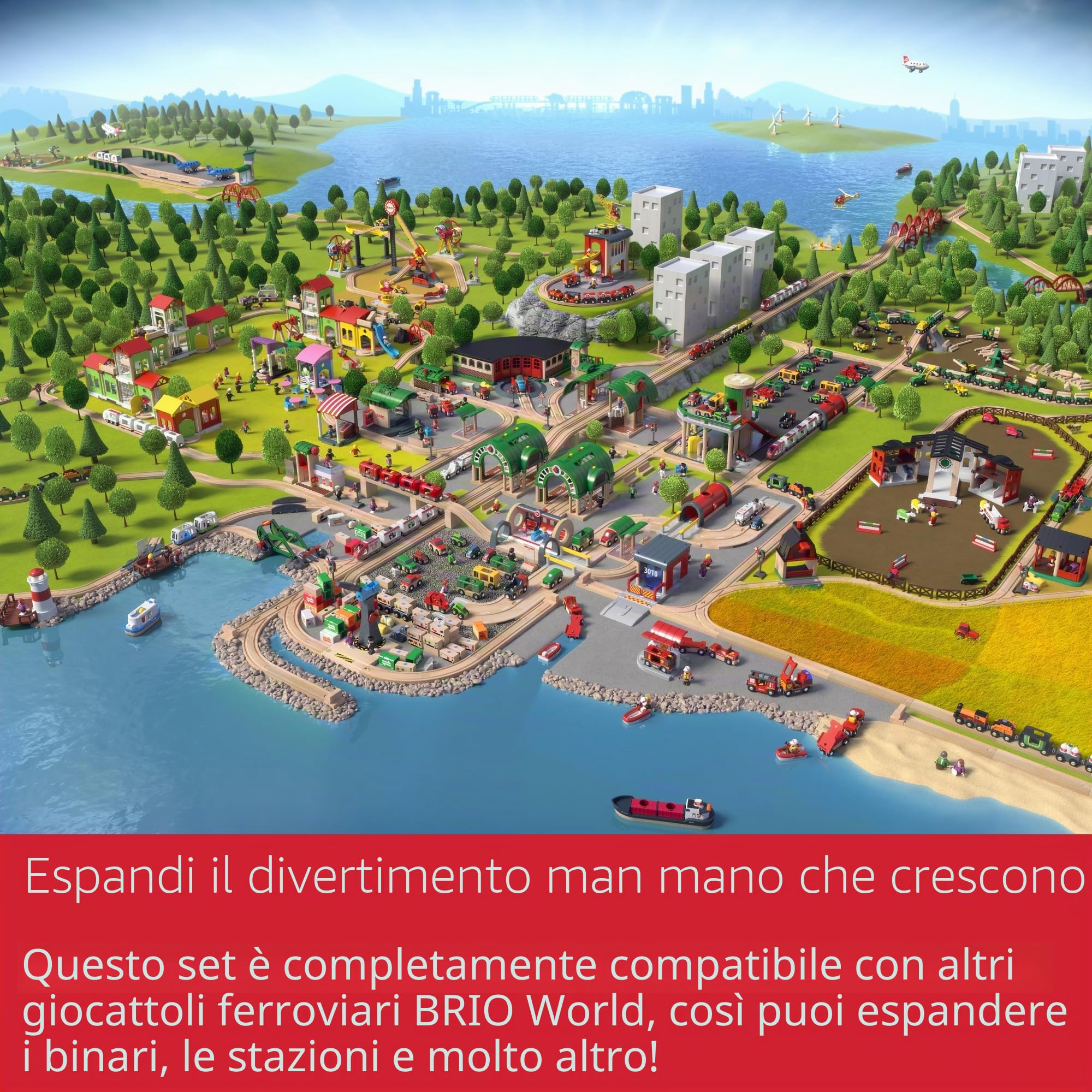 BRIO World - Set Cava Ferrovia e Strada, Set Costruzioni Trenino in Legno, Giocattolo per Bambino e Bambina 3+ Anni