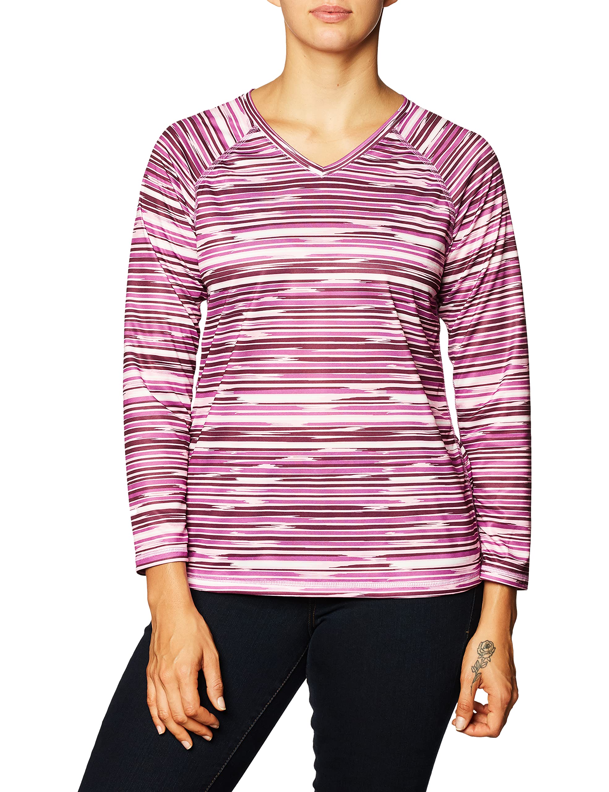 womens Upf 50+ Long Sleeve Active Swim Tee & Workout Top Rash Guard Shirt (pack of 1)