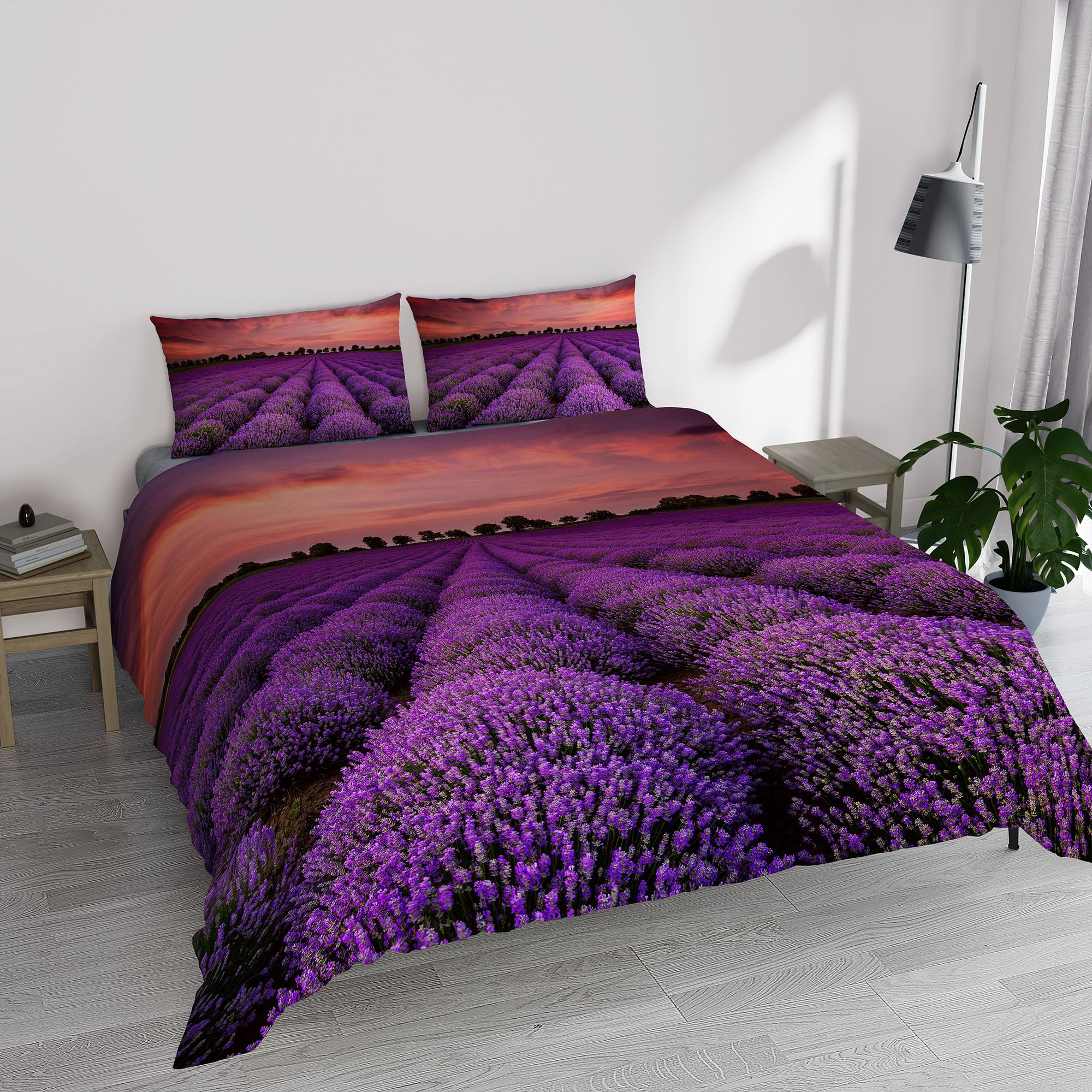 Funda nórdica de microfibra para cama de matrimonio Italian Bed Linen color lavanda