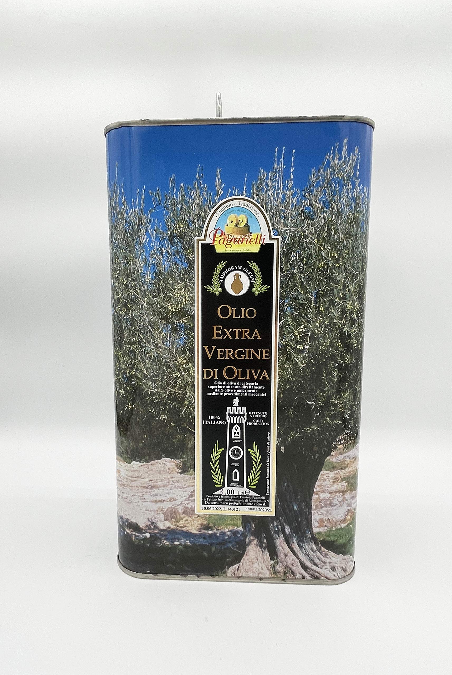 Paganelli Olio Extra vergine d'Oliva di categoria superiore tanica da 3LT 100% italiano Made In Italy