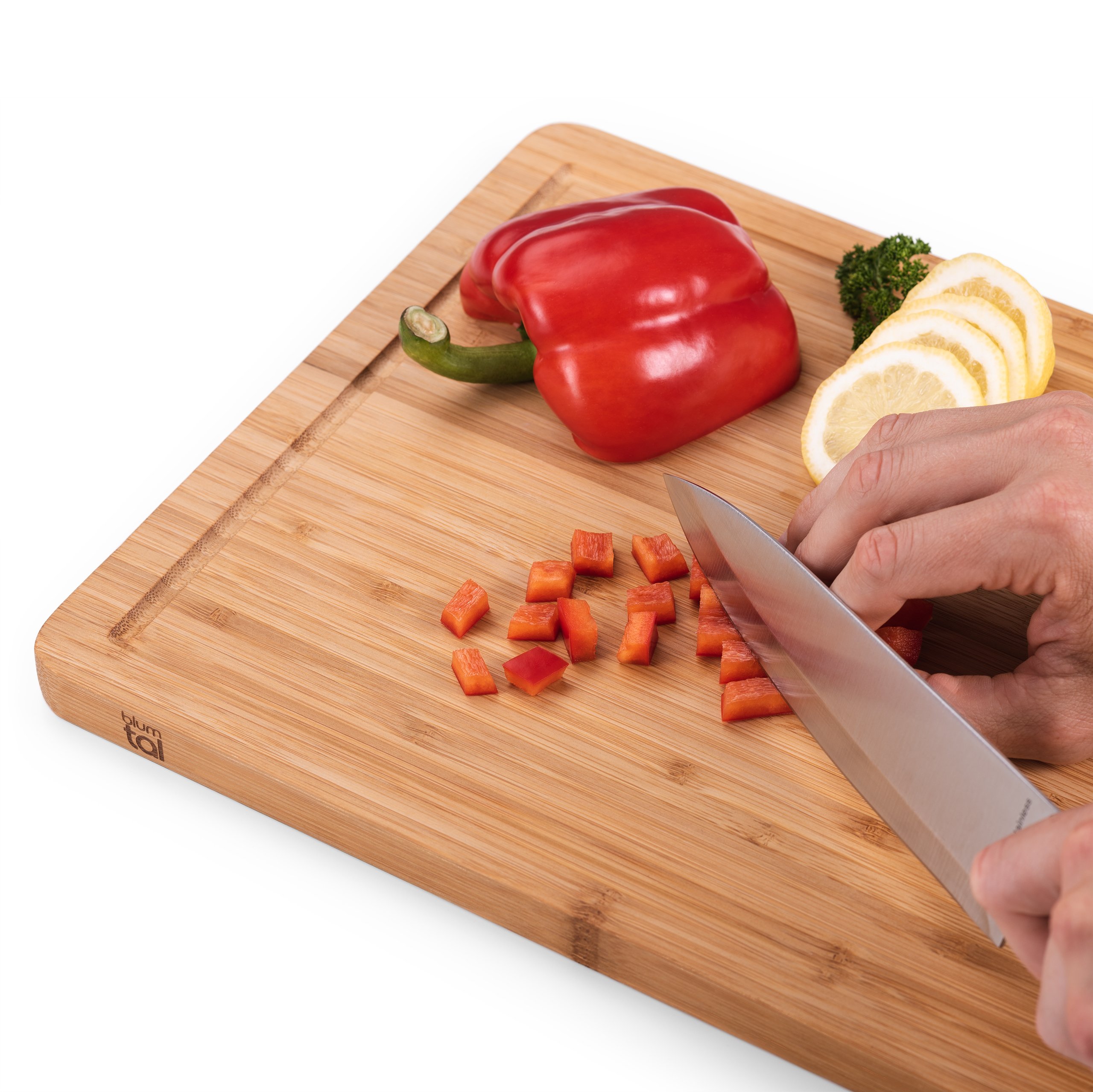 Blumtal Tabla De Cocina 100% Bambú - Tabla de Cortar de madera Resistente, Antiséptica, 43,5 x 29,5 cm
