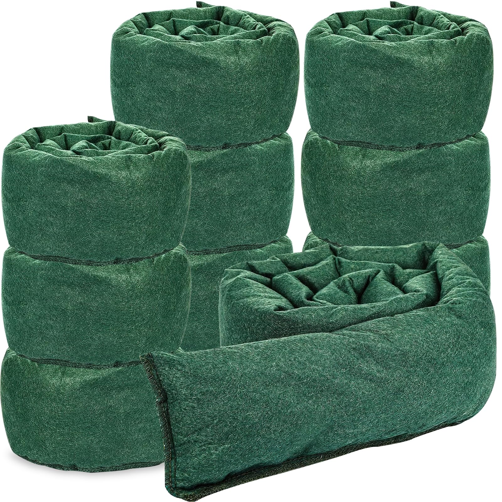 10 Pcs Water Barrier 150x16.5cm Flood Barriers for Home Reusable Absorbent Flooding Prevention Barriers Sandless Sandbags for Home Door Garage Basement, Green