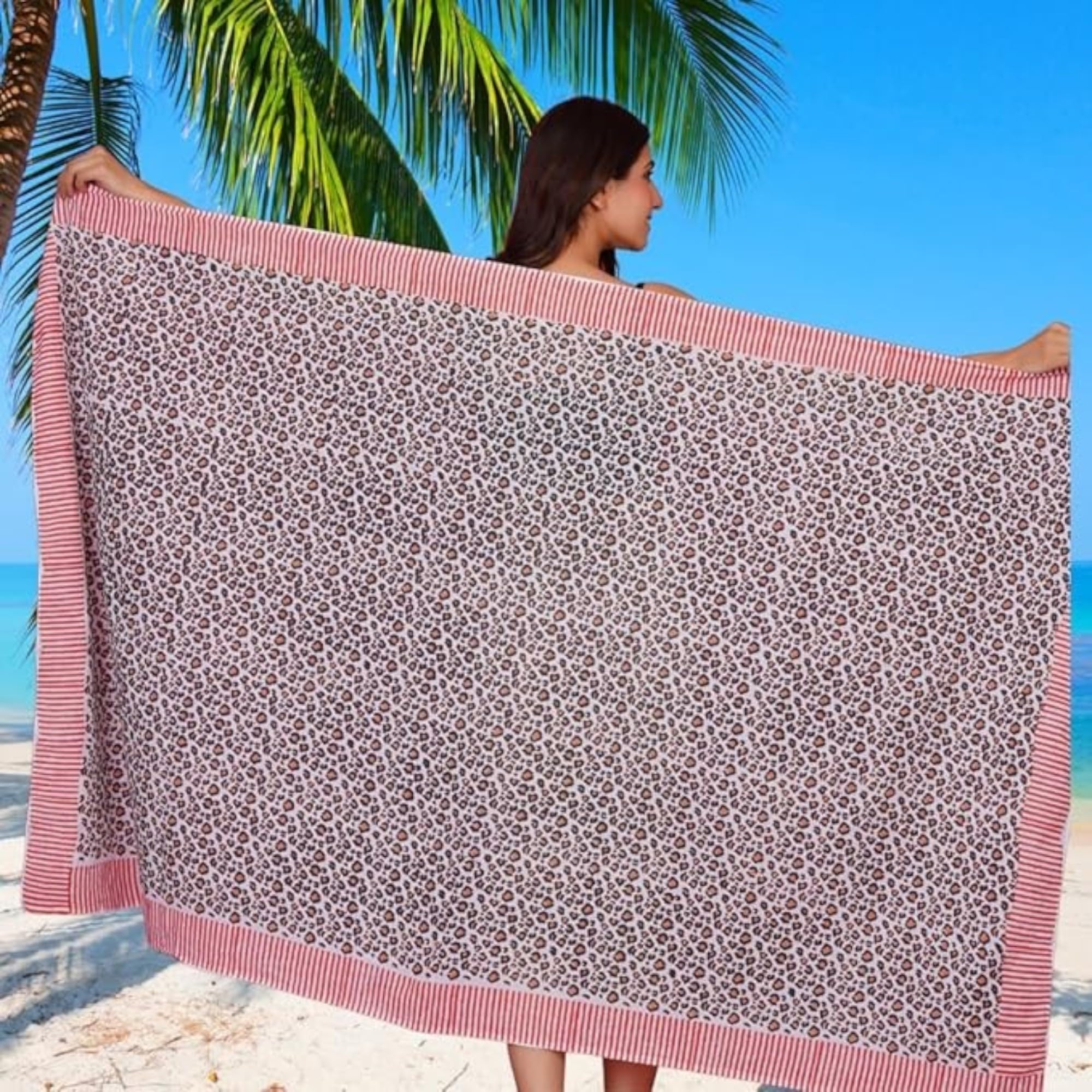 Pareo de playa 100 % algodón, pareo de mano – Tu falda perfecta de verano para cubrir traje de baño en verano
