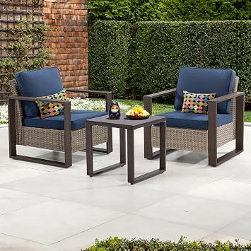 Joyside Outdoor Metal Side Table - 20x 20 Small Square Coffee Table Patio Bistro Set Table Ideal Match for Patio Furniture, Wood-Looking Brown