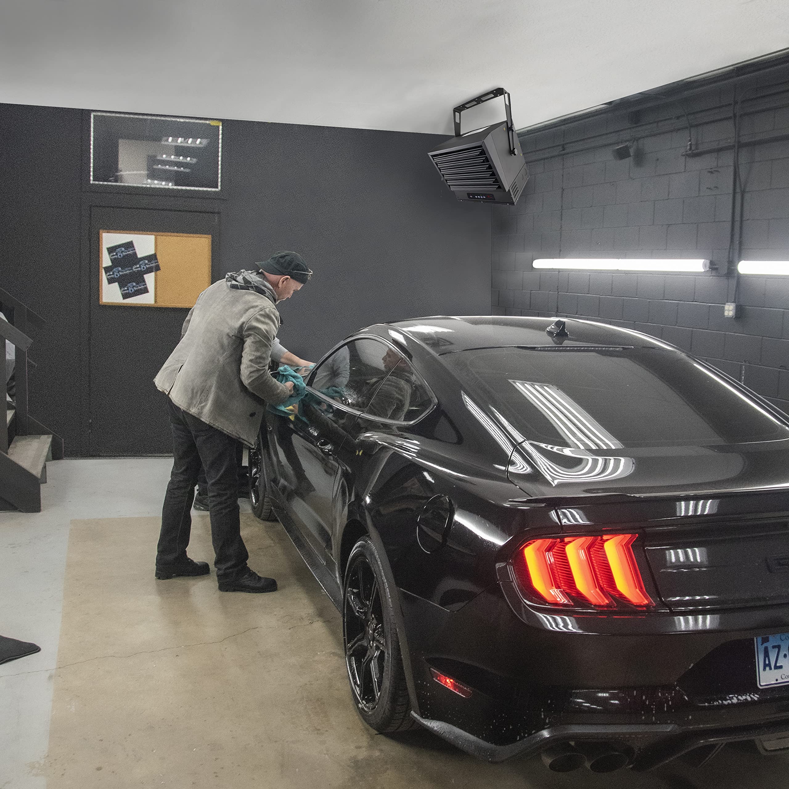 Comfort Zone CZ260ER Ceiling-Mounted Hard-Wired 240V 10,000-Watt Fan-Forced Industrial Shop and Garage Heater Digital Thermostat Remote Control, Black