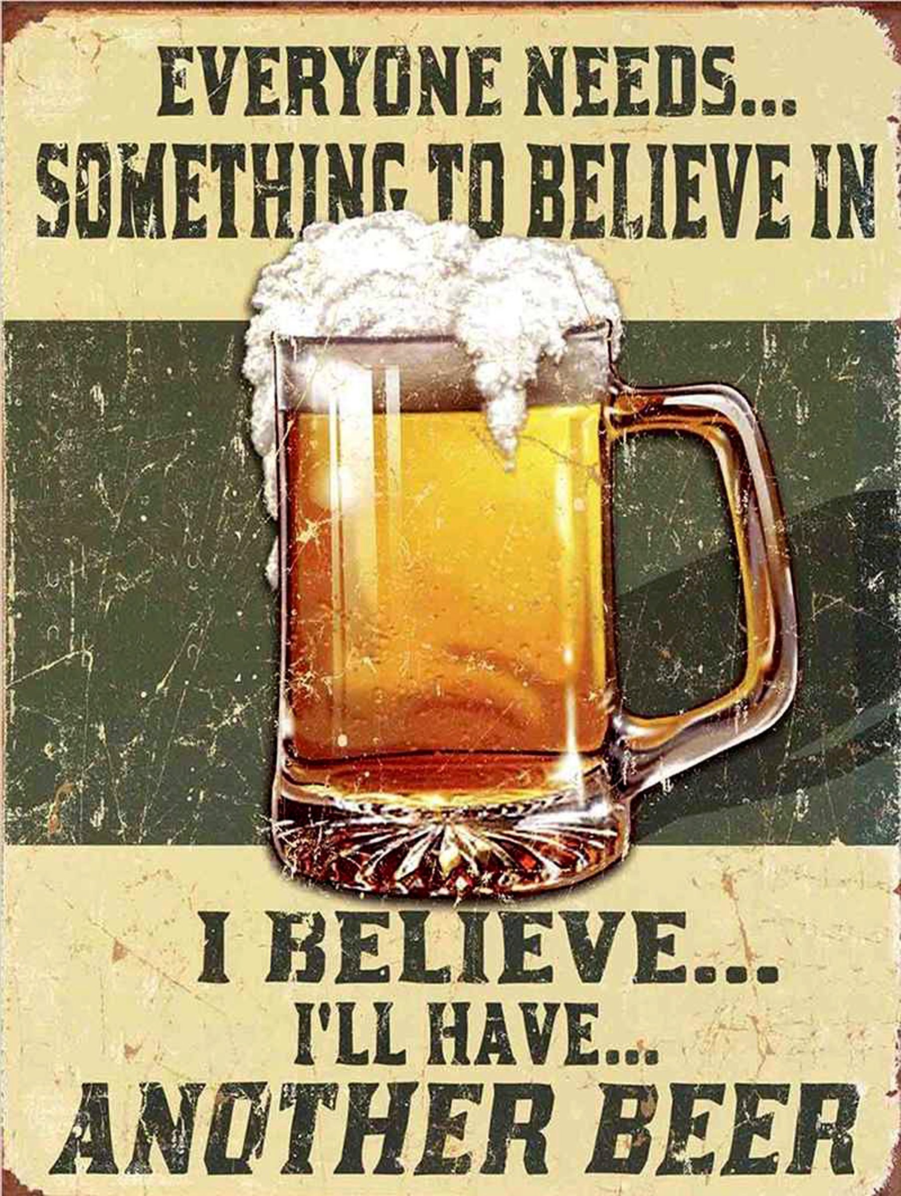 Shawprint Limited Mixed Colours Everyone Needs Something To Believe In Funny Retro Metal Tin Wall Plaque Sign Novelty Gift Home Bar Kitchen Shed Man Cave (150Mm X 200Mm 8" X 6")