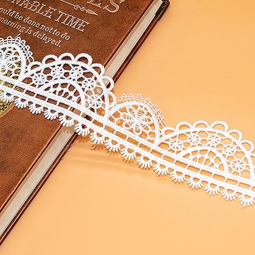 Borde de encaje bordado con patrón de Europa blanca, cinta de encaje soluble en agua suave para coser cortinas, manteles, accesorios de decoración