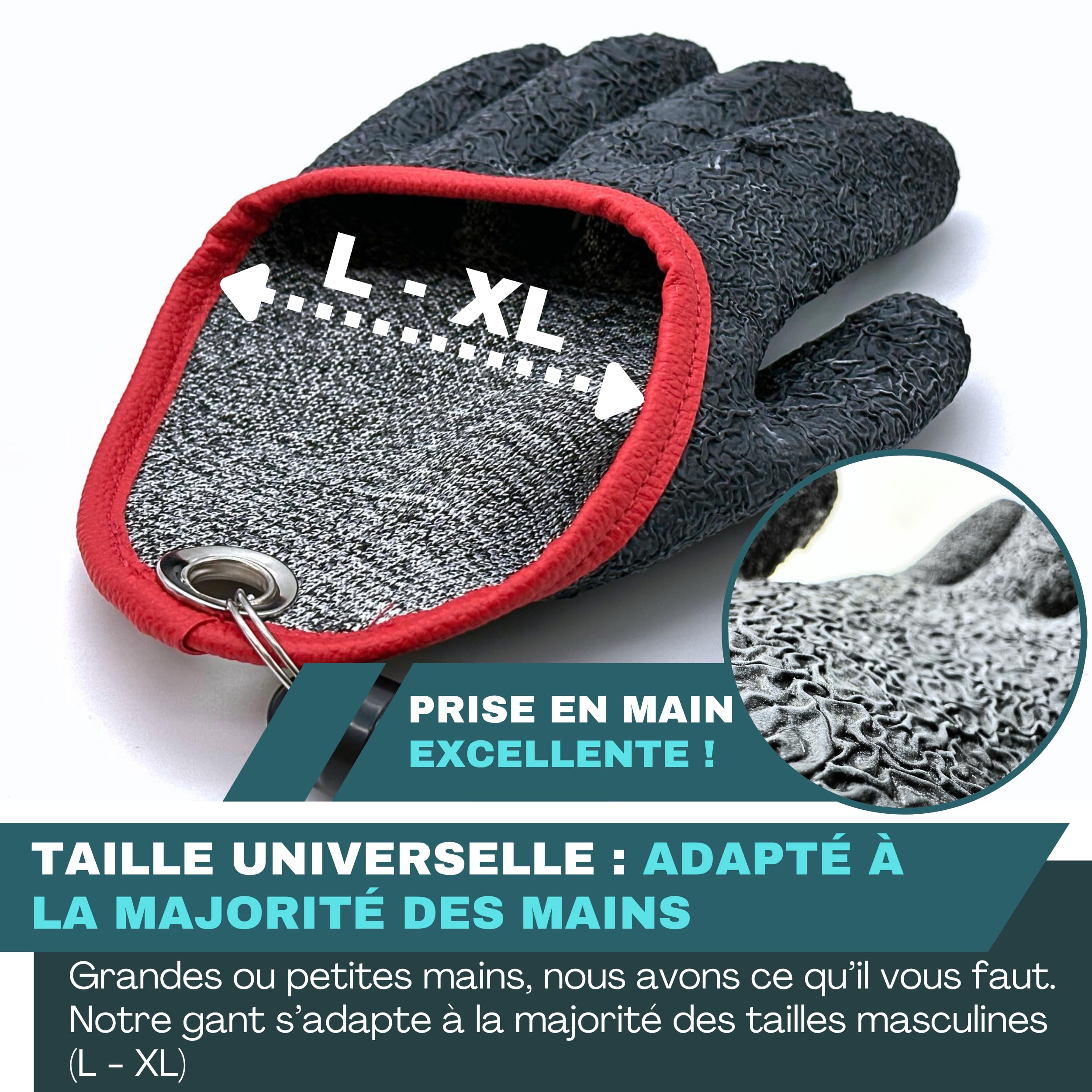 Gant De Pêche Carnassier Anti-Coupure Kraken Fishing - Système Attache Magnétique, Taille Universelle