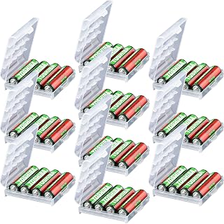 IFAMIO 10 Pack Battery Storage Organizer Case - Transparent AA/AAA Cell Battery Holder Cases Protective Plastic Container Box for Home, Garage, Office, Travel