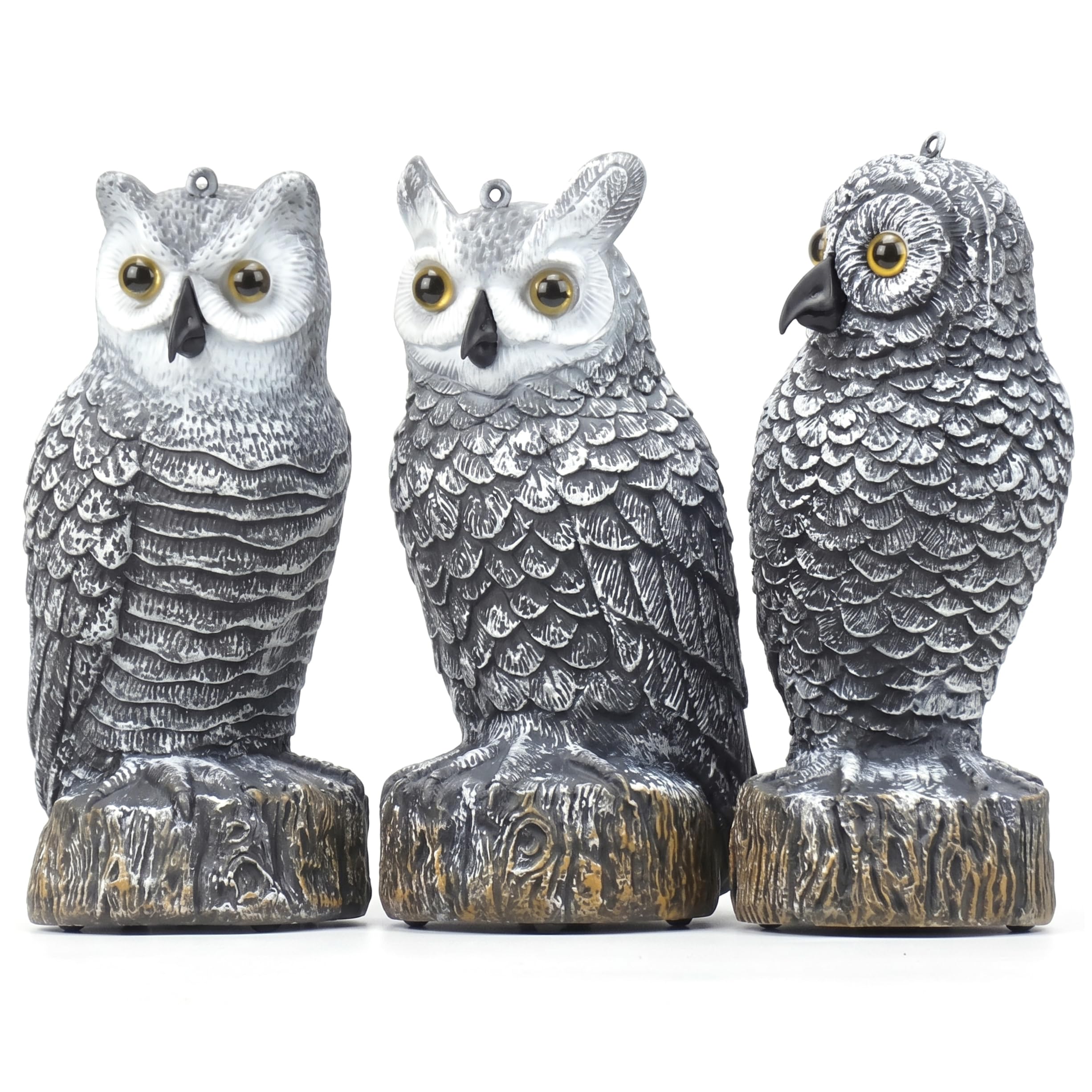 Grtheenumb 3PCS Bird Scare Devices, Realistic Owl Decoy To Scare Birds Away, Plastic Bird Repellent Devices Outdoor For Outside Gardens, Black And White
