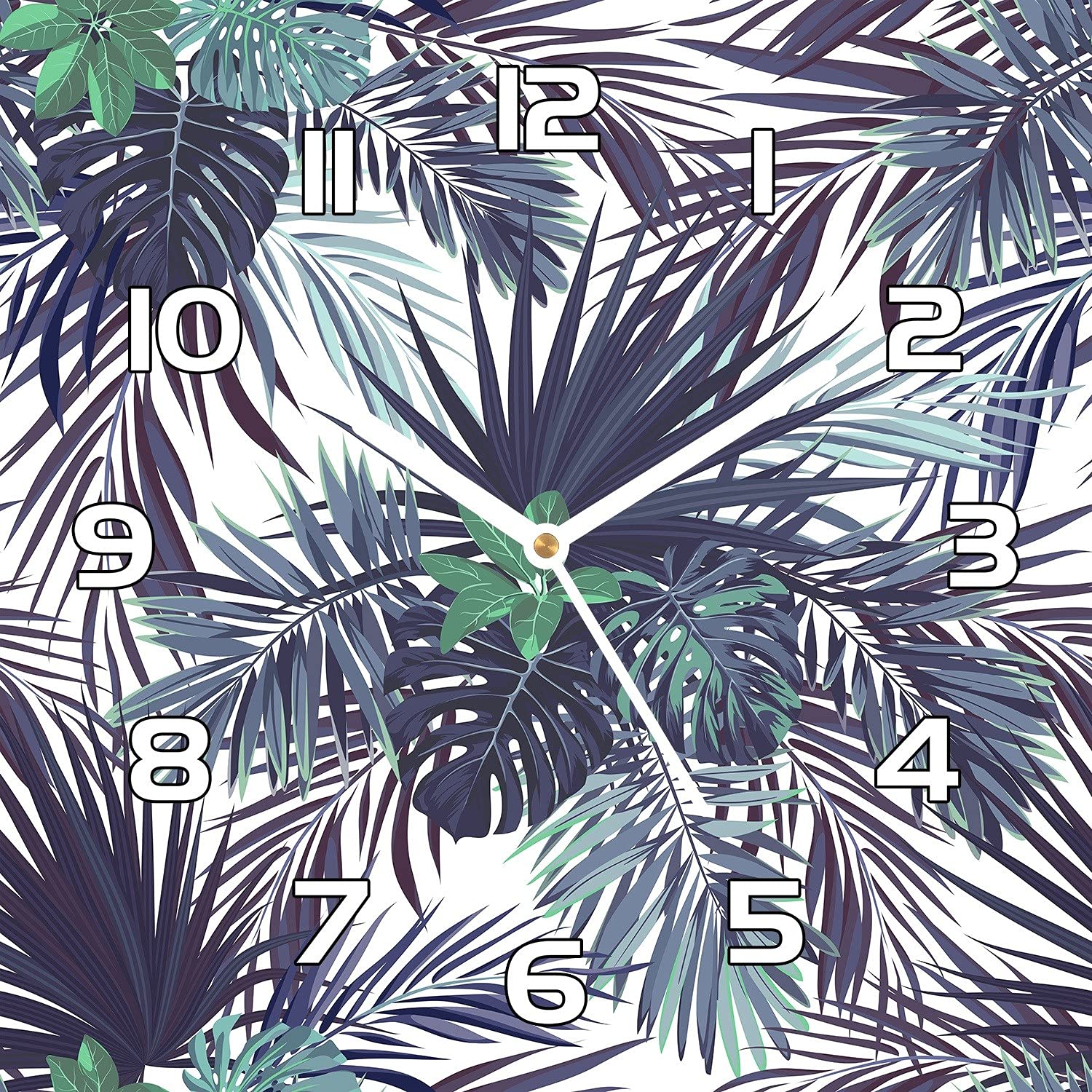 Horloge en verre lisible à aiguilles blanches 30x30 cm pour habiller un mur blanc de salon