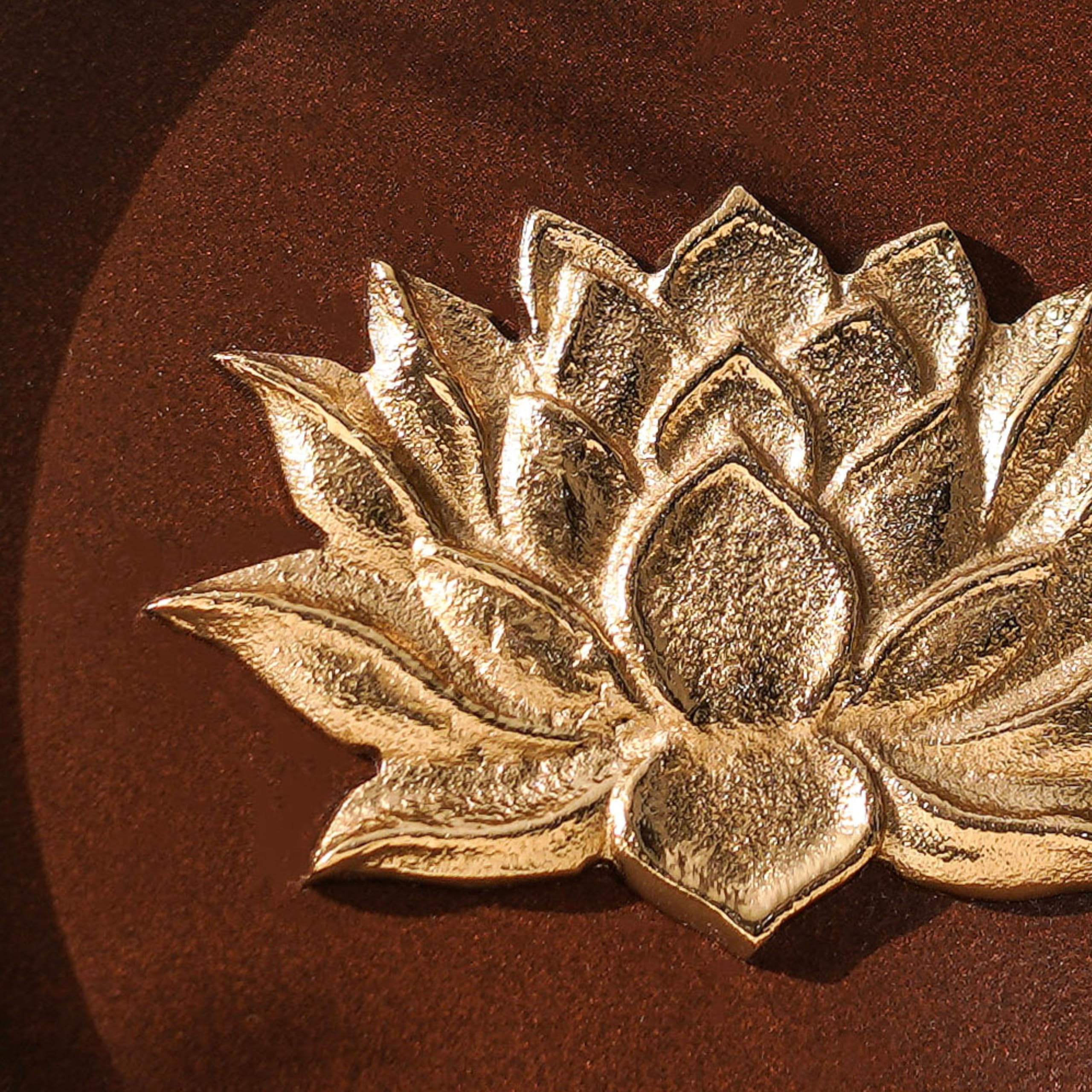 Lotus Metal Wall Plate - Coffee Brown & Gold -7