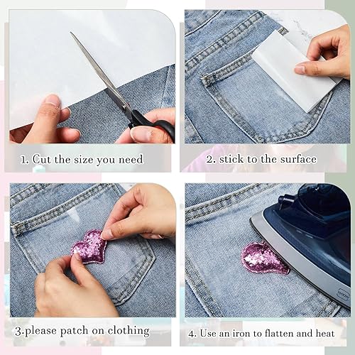 Miniatura 5 de Frienda Película adhesiva para planchar de 11.8 pulgadas x 15 yardas, prensa de interfaz ligera de doble cara, tela de unión fusible, cinta fusible