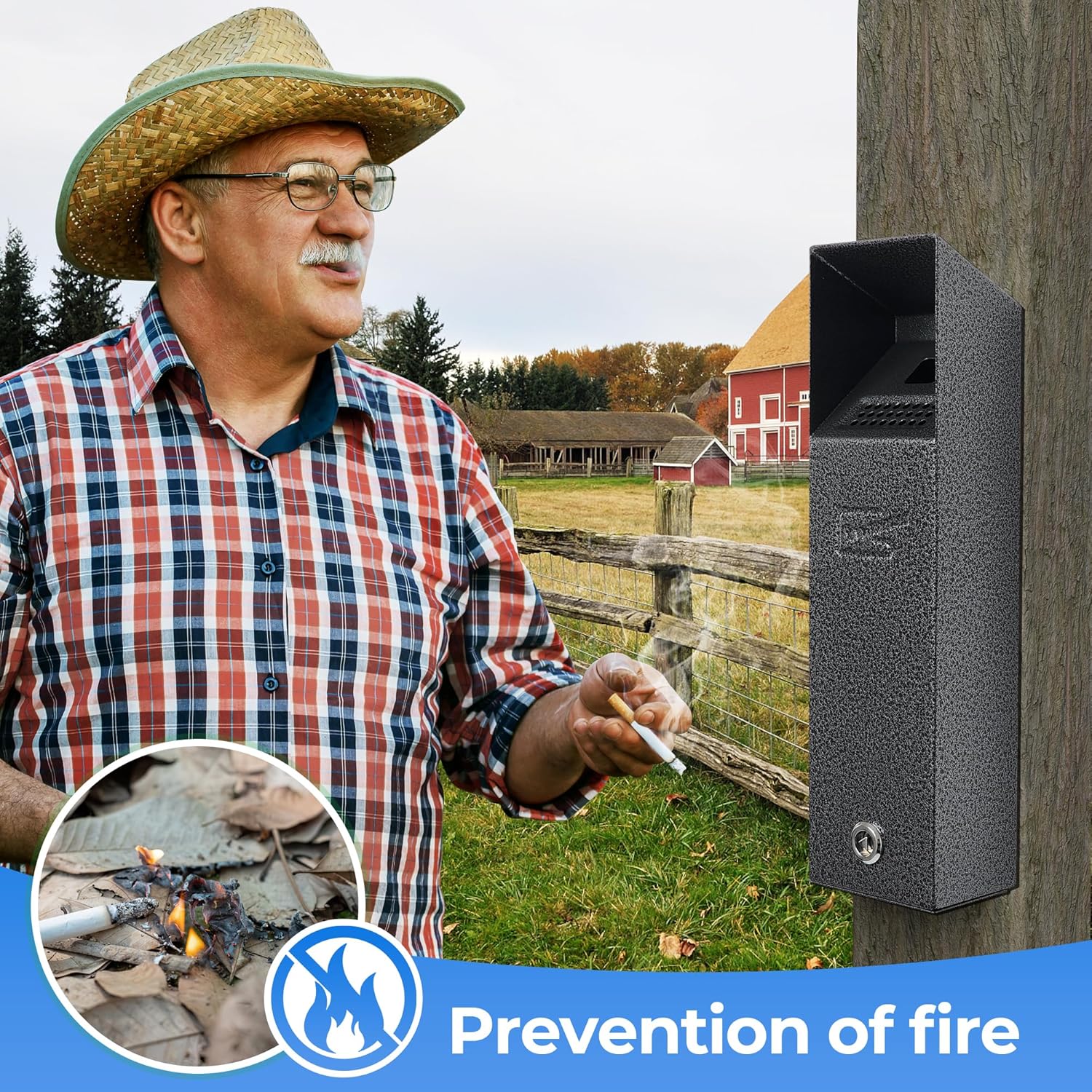 Wall mounted Cigarette Butt Disposal,Receptacle,Ashtray,Bin,Fireproof, Prevention of Waterlogging, Corrosion Resistant, Smokeless, Suitable for Shop Entrance,Outdoor,Park,Smoking Areas.Grey