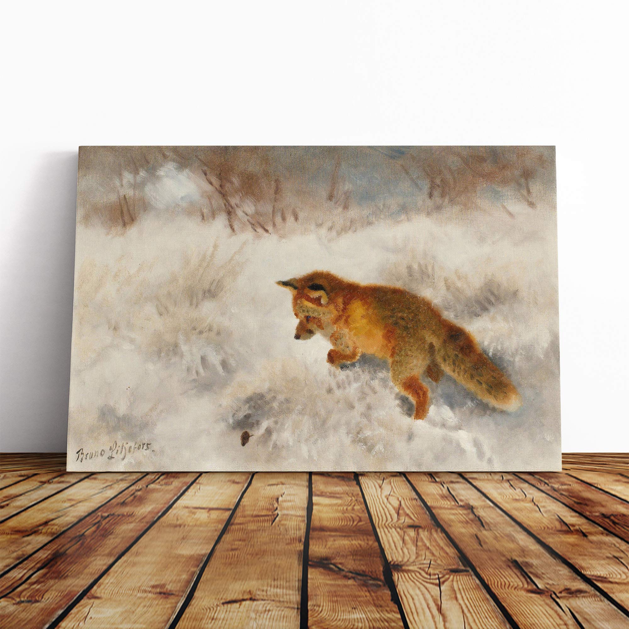 Bruno Liljefors Fox Cub Canvas Print | Gallery Wrapped 30mm Frame Wall Art | 20x14 inches | Ready to Hang | Modern Animals Picture | Living Room Bedroom Lounge Office