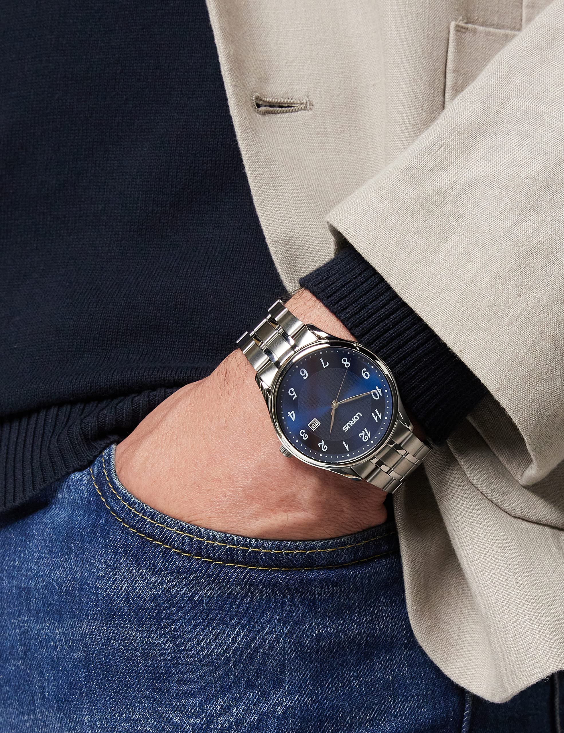 Lorus Orologio analogico al quarzo da uomo con bracciale in metallo