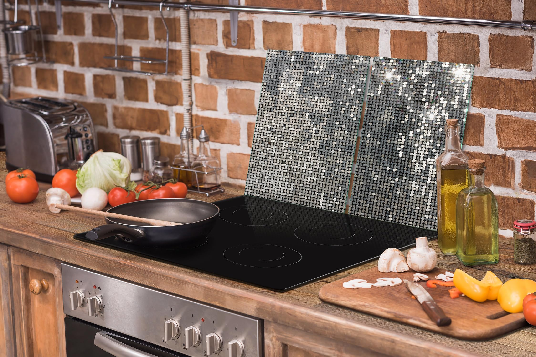 TMK ArtDeko Placa protectora de vitrocerámica 75 x 52 cm 2 pieza cocina eléctrica universal para inducción protección contra salpicaduras tabla de cortar de vidrio templado, 245