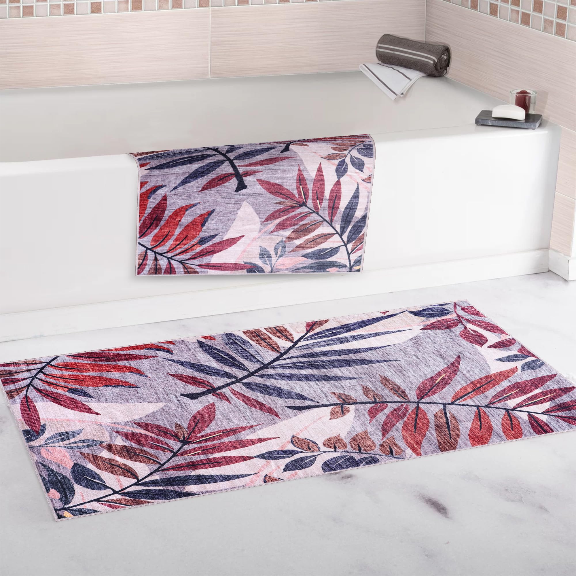 NETLINE HOME Tappeto lavabile in lavatrice, per cucina, camera da letto, sala da pranzo e soggiorno, adatto agli animali domestici, tappeto con design orientale, pelo basso, antiscivolo (floreale, 60