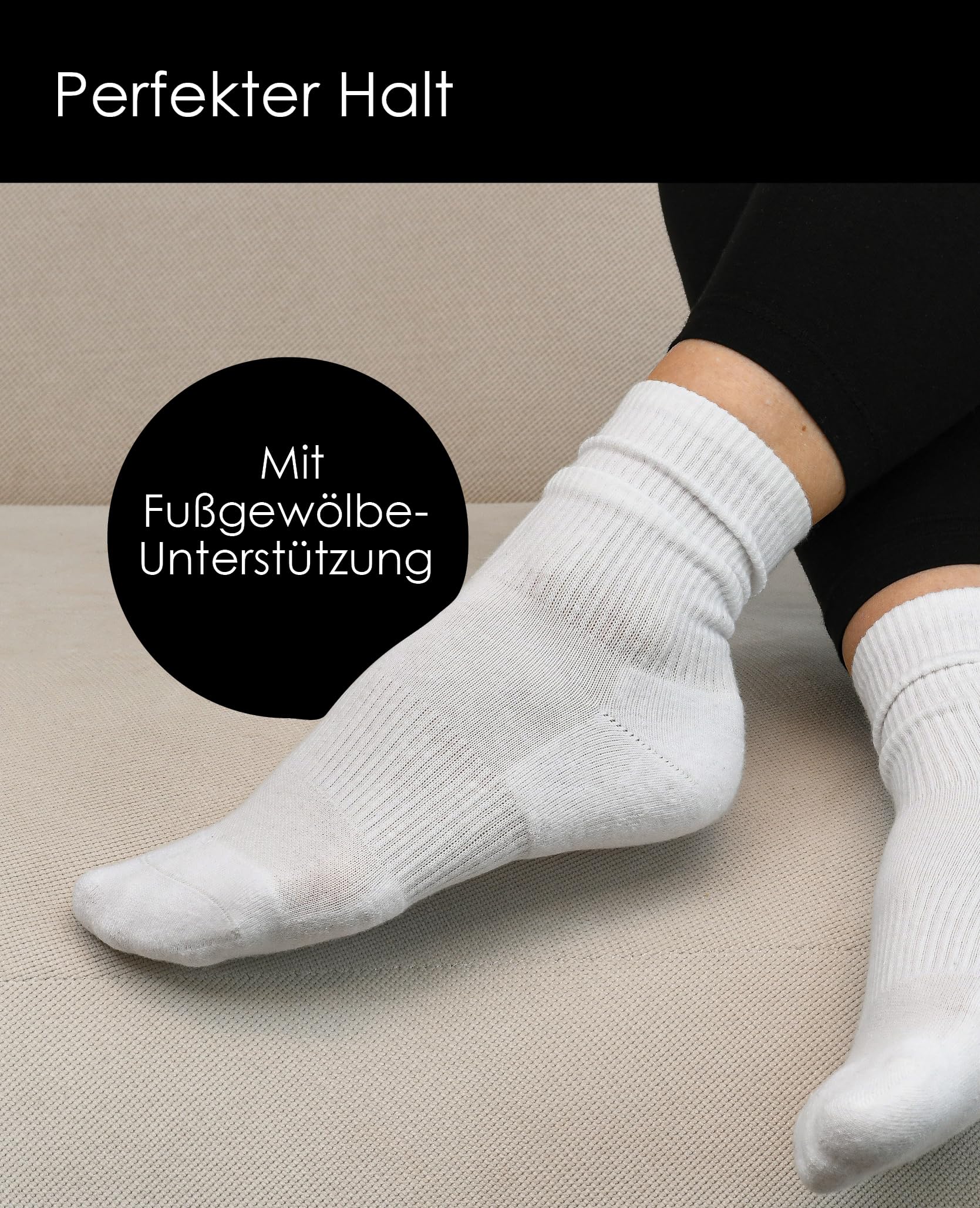 NYME Tennissocken Damen Herren 6-10 Paar - Socken Herren Atmungsaktive & Gepolsterte Sportsocken - Baumwolle Schwarze und Weiße Socken - 4 Größen (35-50)