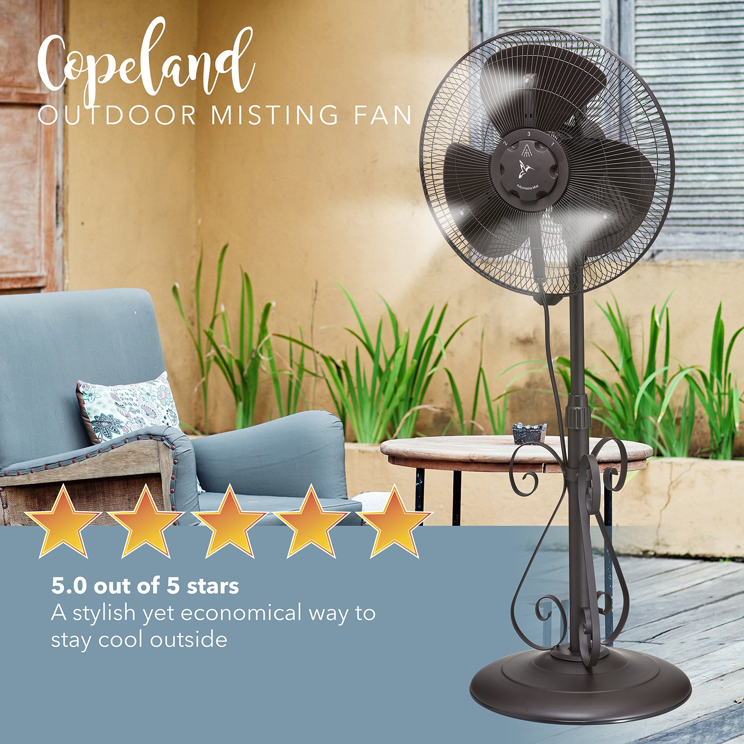 Outdoor Misting Fan 3 Speed All Weather Pedestal Fan with Variable