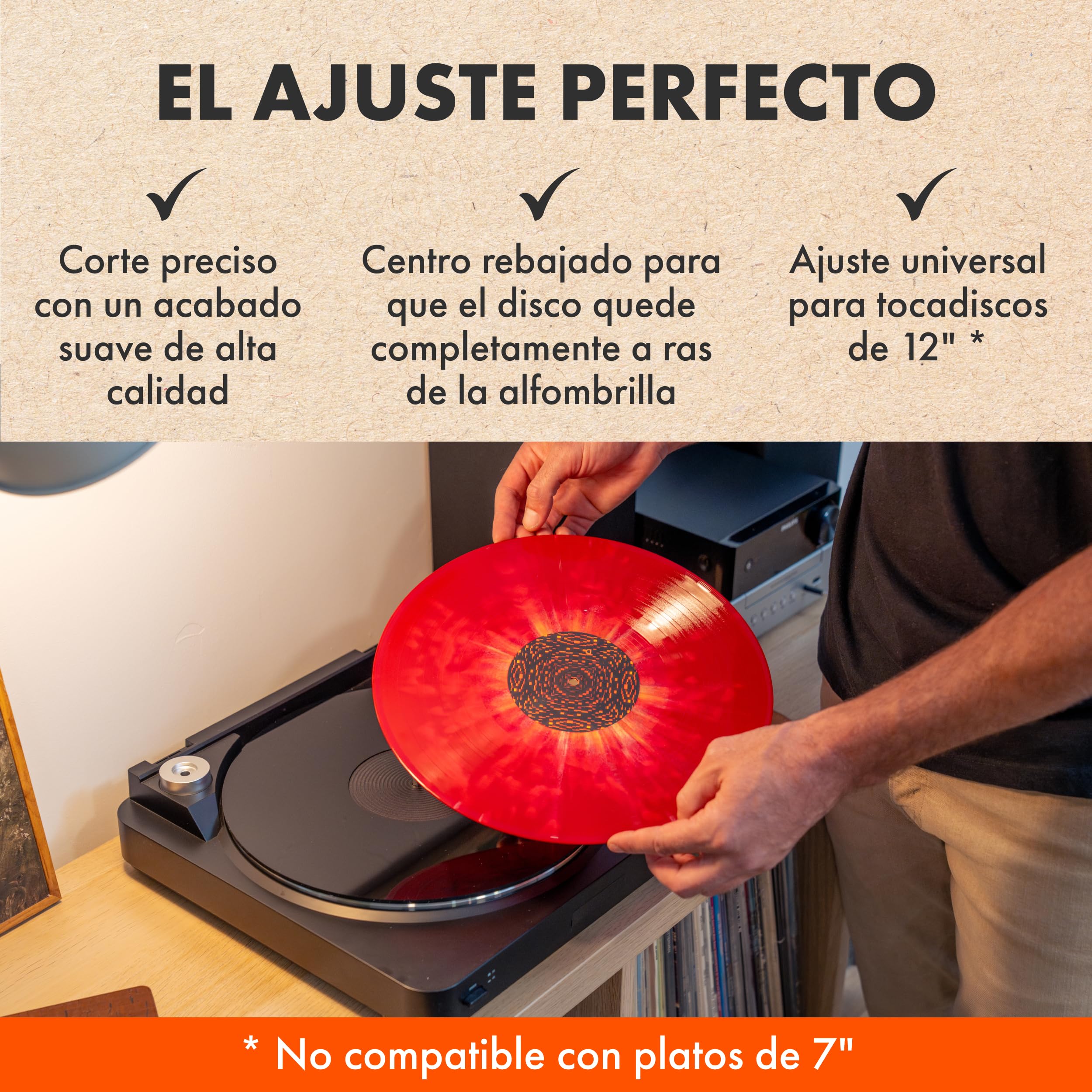 Alfombrilla acrílica negra para tocadiscos | SPINCARE Premium 4 mm Slipmat Vinilo | Esterilla de 12" | Mejora el sonido del vinilo | Alfombrilla Tocadiscos Hi-Fi