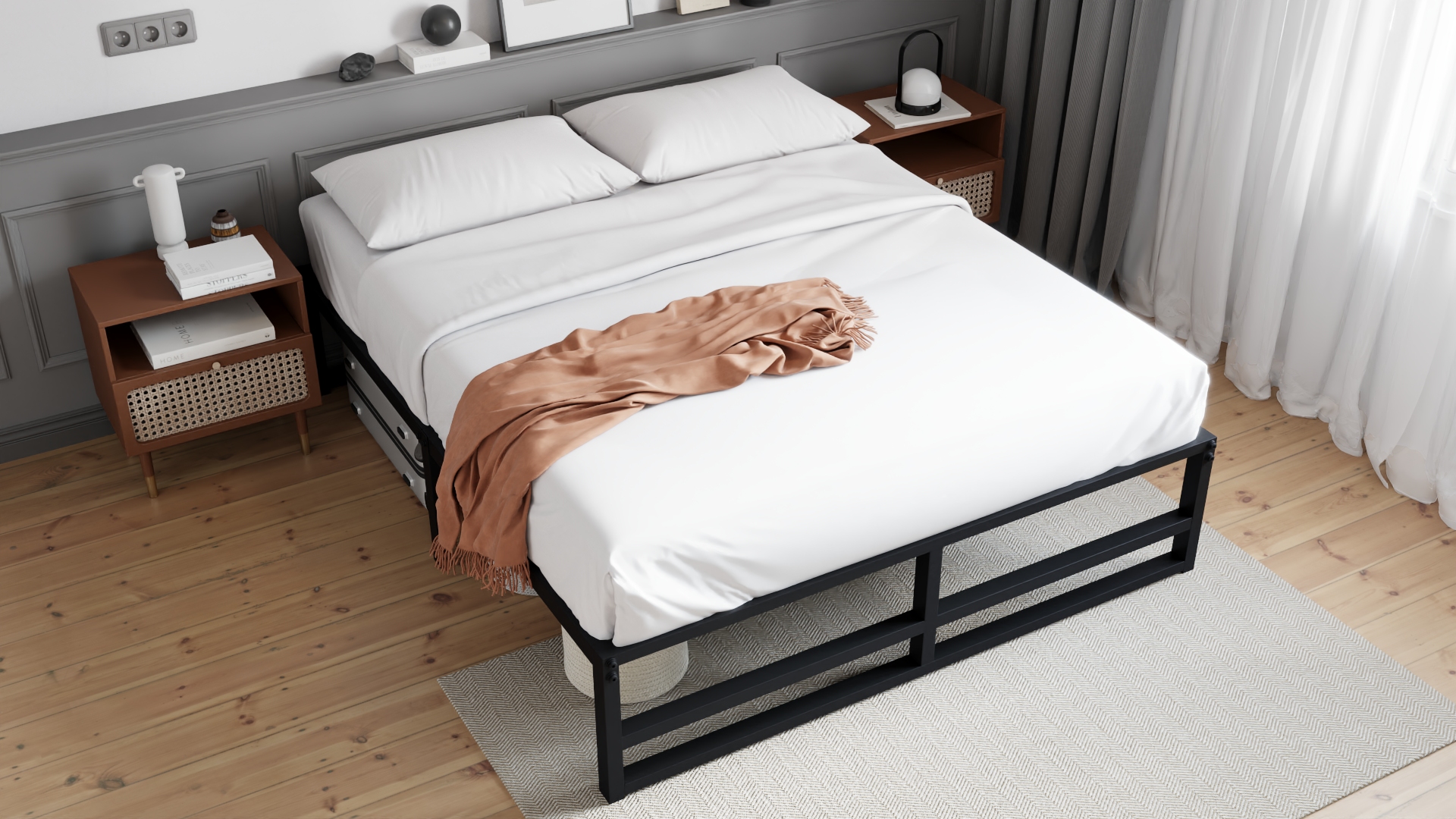 Amazon.com: SHA CERLIN 14 Inch Heavy Duty Full Size Metal Platform Bed Frame,  Large Under Bed Storage Space, Strong Slats Support, No Box Spring Needed,  Mattress Anti-Slip Design, Noise Free : Home